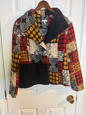 Linea Domani Women’s  Multi-Color Patterned Wool-Blend Coat